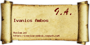 Ivanics Ambos névjegykártya